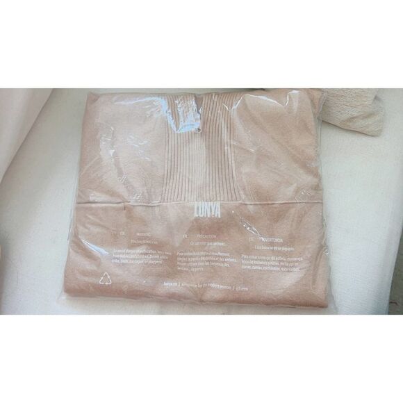 lunya cozy cotton silk zip pullover nutmeg L - Picture 3 of 5